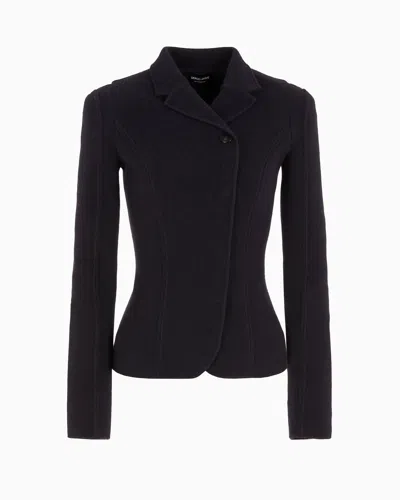Giorgio Armani Official Store Single-breasted Jacket In Cashmere In Navy Blue