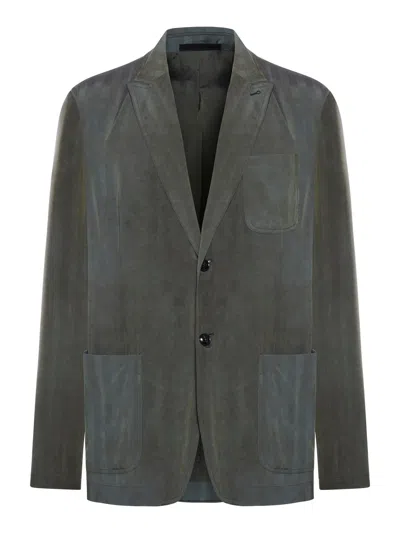 Giorgio Armani Single Breasted Jacket In Changeable Viscose In Green