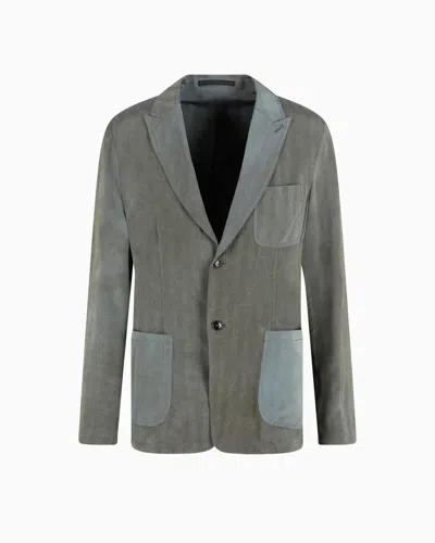 Giorgio Armani Single-breasted Jacket In Iridescent Viscose In Green