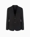 Giorgio Armani Single-breasted Jacket In Jacquard Cupro In Black