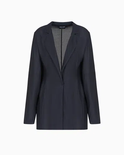 Giorgio Armani Single-breasted Jacket In Light Viscose Jersey In Gray