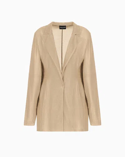 Giorgio Armani Single-breasted Jacket In Light Viscose Jersey In Sand