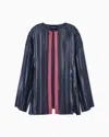 Giorgio Armani Single-breasted Jacket In Pleated Fabric With Rhinestones In Black