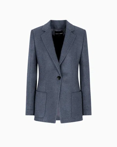 Giorgio Armani Single-breasted Jacket In Silk Flannel In Gray