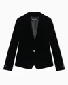 Giorgio Armani Single-breasted Jacket In Stretch Velvet In Black