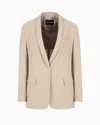 Giorgio Armani Single-breasted Jacket In Stretch Wool Barathea In Beige