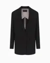 Giorgio Armani Single-breasted Jacket In Stretch Wool Barathea In Black