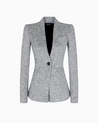 Giorgio Armani Single-breasted Jacket In Striped Jacquard Viscose Jersey In Gray