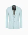 Giorgio Armani Single-breasted Jacket In Technical Waffle Fabric In Blue