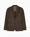 Giorgio Armani Single-breasted Jacket In Technical Waffle Fabric In Brown