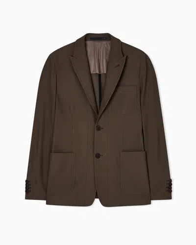Giorgio Armani Single-breasted Jacket In Technical Waffle Fabric