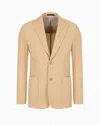 Giorgio Armani Single-breasted Jacket In Technical Waffle Fabric In Neutral