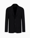 Giorgio Armani Official Store Single-breasted Jacket In Technical Waffle Fabric In Black