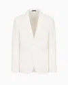 Giorgio Armani Official Store Single-breasted Jacket In Technical Waffle Fabric In White