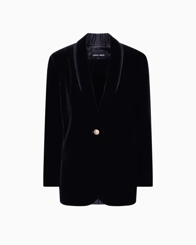 Giorgio Armani Single-breasted Jacket In Velvet In Pattern