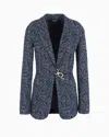 Giorgio Armani Official Store Single-breasted Jacket In Viscose Jacquard And Jersey Cashmere In Pattern