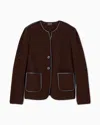 Giorgio Armani Single-breasted Jacket In Wool And Cashmere Fleece In Brown