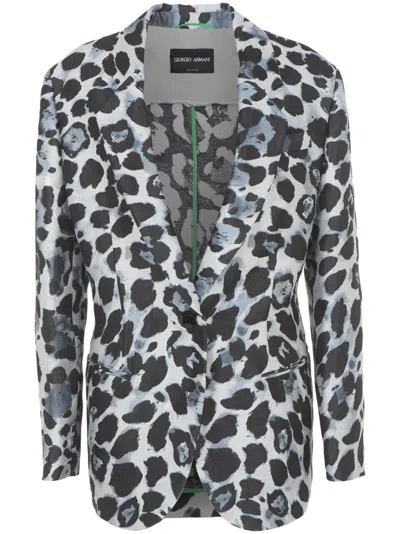 GIORGIO ARMANI SINGLE-BREASTED LEOPARD-PATTERN BLAZER