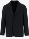 Giorgio Armani Single-breasted Linen Blazer In Black