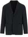 Giorgio Armani Single-breasted Linen Blazer In Black