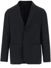 Giorgio Armani Single-breasted Linen Blazer In Black