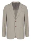 Giorgio Armani Single-breasted Linen Blazer In Neutral