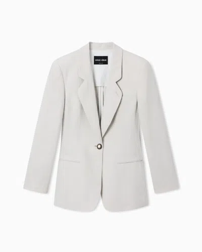 Giorgio Armani Single-breasted Linen Jacket In White