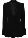 Giorgio Armani Single-breasted Ruffled Blazer In Blue