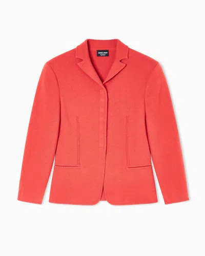 Giorgio Armani Single-breasted Short Jacket In Cashmere In Red
