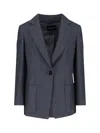Giorgio Armani Sleek Modern Grey Jacket With Structured Silhouette In Blue