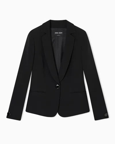 Giorgio Armani Single-breasted Silk-cady Jacket In Black