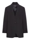 Giorgio Armani Single Breasted Silk Jacket With Rhinestone Embroidery In Black