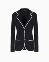 Giorgio Armani Silk Pointelle Knit Single-breasted Jacket In Black
