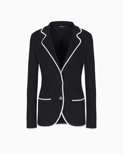 Giorgio Armani Single-breasted Silk-jersey Jacket In Black