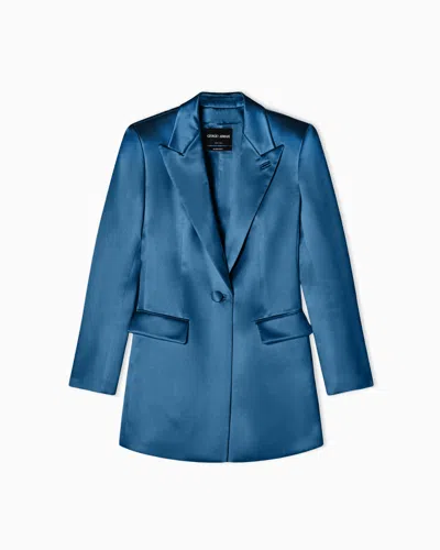 Giorgio Armani Single-breasted Silk Satin Jacket In Green