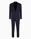 Giorgio Armani Official Store Single-breasted Soft Line Suit In Virgin Wool In Blue