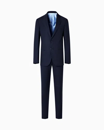 Giorgio Armani Single-breasted Soho Line Suit In Micro-pinstriped Virgin Wool In Blue