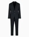 Giorgio Armani Single-breasted Soho Line Suit In Virgin Wool Armure In Noir