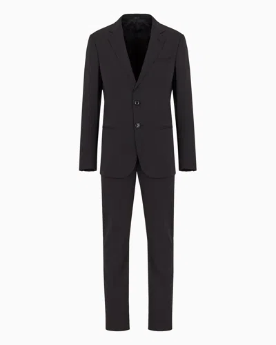 Giorgio Armani Single-breasted Soho Line Suit In Virgin Wool In Black