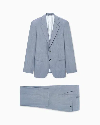 Giorgio Armani Single-breasted Soho Line Suit In Virgin Wool In Blue