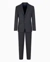 Giorgio Armani Single-breasted Soho Line Suit In Virgin Wool Mélange In Black
