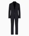 Giorgio Armani Single-breasted Soho Line Suit In Virgin Wool In Blue