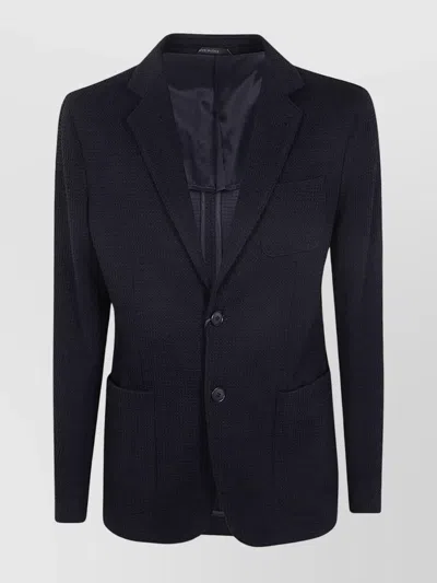 Giorgio Armani Single-breasted Suit Jacket Notch Lapels In Black
