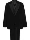 Giorgio Armani Formal Suit With Satin Lapels And Pockets In Black