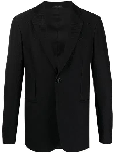 Giorgio Armani Single-breasted Textured Blazer In Black
