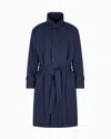 Giorgio Armani Single-breasted Trench Coat In Nylon And Wool In Blue