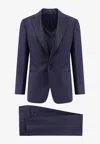 Giorgio Armani Virgin Wool Smoking With Satin Profiles In Blue