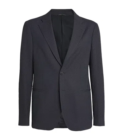 Giorgio Armani Single-breasted Unstructured Blazer In Blue