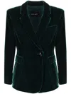 Giorgio Armani Single-breasted Velvet Blazer In Green