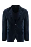 Giorgio Armani Single-breasted Velvet Jacket In Blue